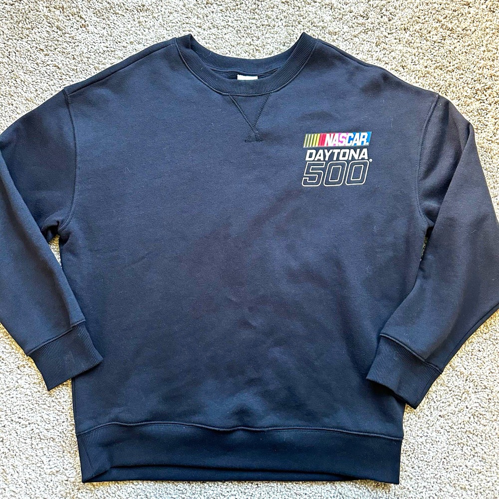 NASCAR Daytona 500 Graphic Logo Pullover Crewneck Sweatshirt Black Teens XL